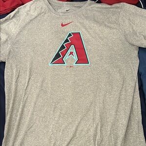 Gray Nike Arizona Diamondbacks T-Shirt with Red and Blue Logo